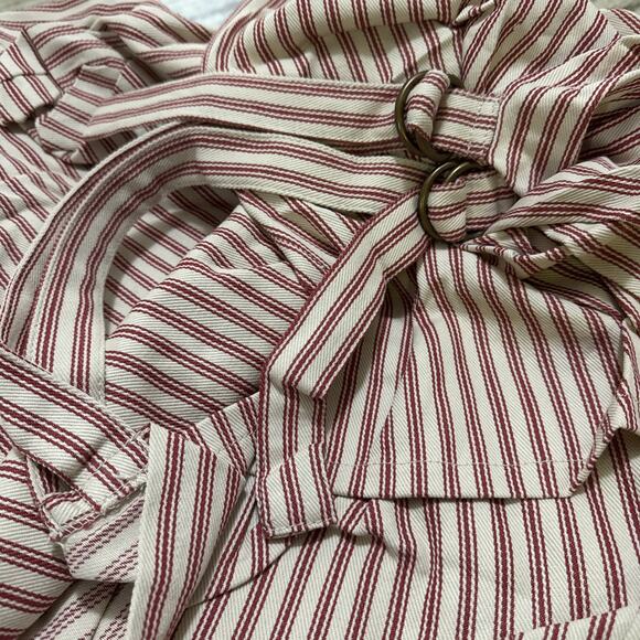 Pottery Barn Red/Cream Ticking Stripe Small Sofa Tailored Adjust SlipCover New  - Picture 8 of 16